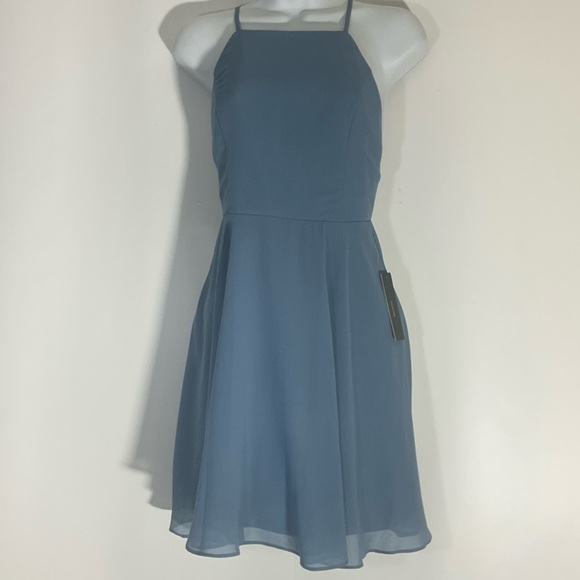 Lulu’s Skater Mini Dress Flow Skirt Dress Crisscross Strap Open Back Zip Up SM - Picture 2 of 16